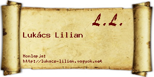 Lukács Lilian névjegykártya